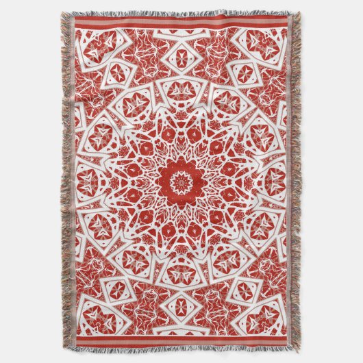 rood en wit, etnische bandana deken (Voorkant Verticaal)