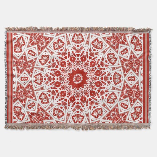 rood en wit, etnische bandana deken (Voorkant)