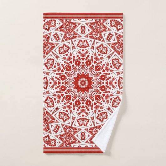 rood en wit, etnische bandana handdoek (Handdoek)