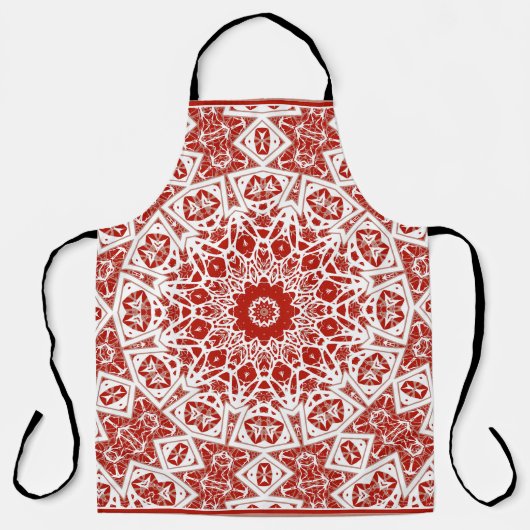rood en wit, etnische bandana schort (Voorkant)