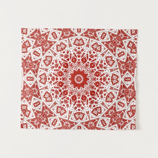 rood en wit, etnische bandana wandkleed (Voorkant (horizontaal))