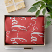 Rood en wit Fa la la Hearts Kerstmis Tissuepapier (Geschenk)