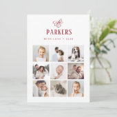 Rood en Wit Familie Multi Photo Grid | Christmas Feestdagenkaart (Staand voorkant)