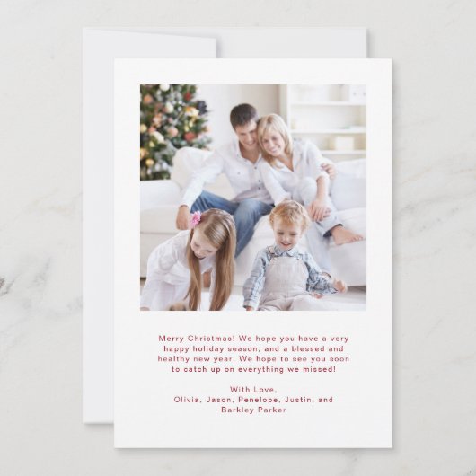 Rood en Wit Familie Multi Photo Grid | Christmas Feestdagenkaart (Achterkant)