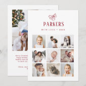 Rood en Wit Familie Multi Photo Grid | Christmas Feestdagenkaart (Voorkant / Achterkant)