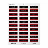 Rood en Wit Feathery Damask Bruiloft Collectie Etiket (Full Sheet)