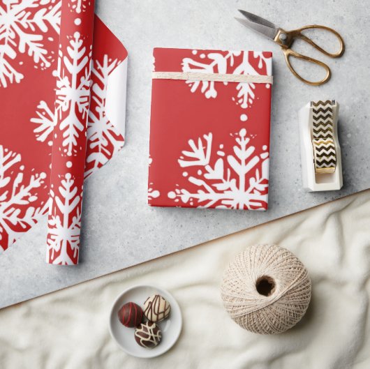 Rood en wit Feestelijke Kerst Patronen Wrappi Cadeaupapier (Crafts)