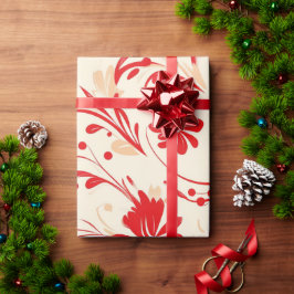 Rood en wit Feestelijke Kerstpatronen Cadeaupapier