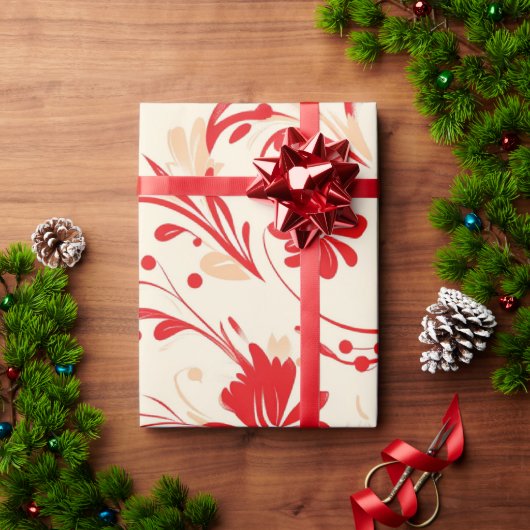Rood en wit Feestelijke Kerstpatronen Cadeaupapier (Feestdagen Geschenken)