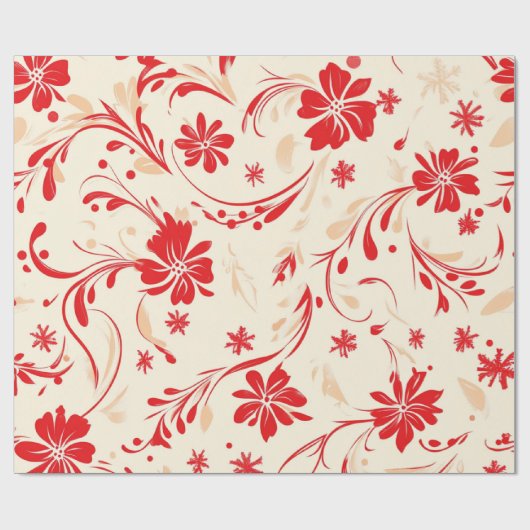Rood en wit Feestelijke Kerstpatronen Cadeaupapier (Vlak)