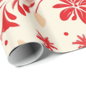 Rood en wit Feestelijke Kerstpatronen Cadeaupapier (Rol Hoek)