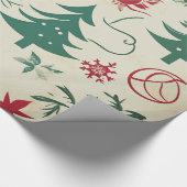 Rood en wit Feestelijke Kerstpatronen Cadeaupapier (Hoek)