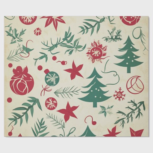 Rood en wit Feestelijke Kerstpatronen Cadeaupapier (Vlak)