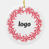 Rood en Wit Feestelijke Krans Logo Business Keramisch Ornament (Achterkant)