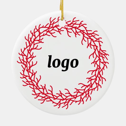 Rood en Wit Feestelijke Krans Logo Business Keramisch Ornament (Achterkant)