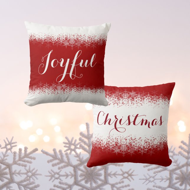 Rood en Wit Feestelijke Sneeuwvlok Kussen (Red and White Festive Snowflake Throw Pillow)