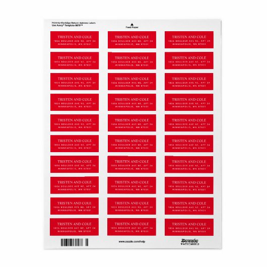 Rood en Wit Festief Retouradreslabel Etiket (Full Sheet)