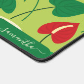 Rood en wit flamingo bloemen patroon bureaumat (Hoek)