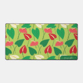 Rood en wit flamingo bloemen patroon bureaumat (Voorkant)