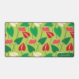 Rood en wit flamingo bloemen patroon bureaumat