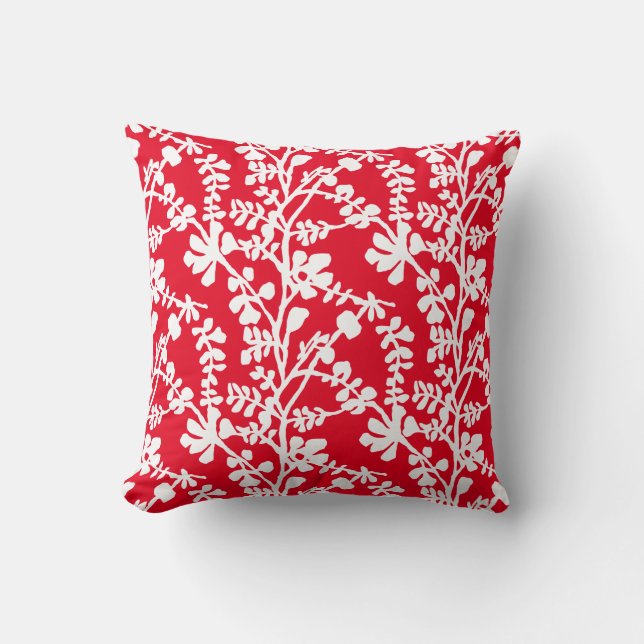 Rood en wit flesje herstellend patroon kussen (Voorkant)