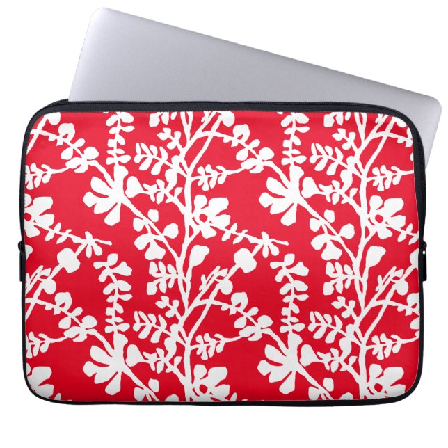 Rood en wit flesje herstellend patroon laptop sleeve (Voorkant)