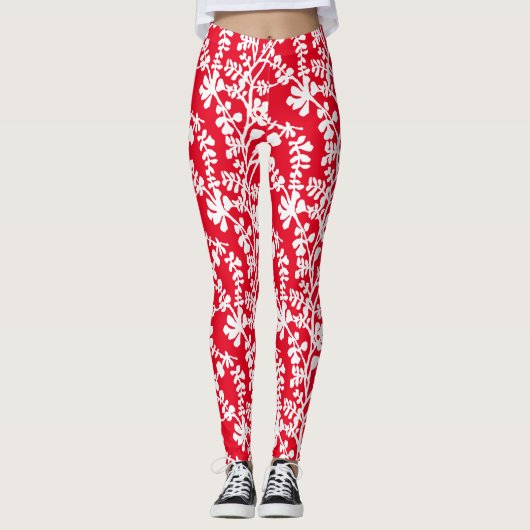 Rood en wit flesje herstellend patroon leggings (Voorkant)