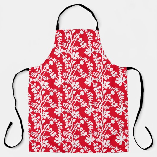 Rood en wit flesje herstellend patroon schort (Voorkant)