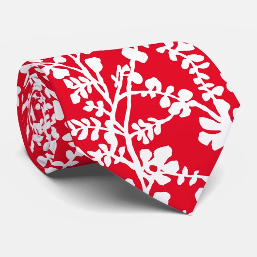 Rood en wit flesje herstellend patroon stropdas (Opgerold)