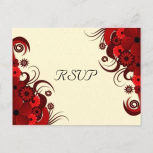 Rood en Wit Floral Elegant RSVP Respons Kaarten