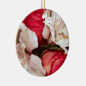 Rood en wit floreel geluk keramisch ornament (Rechts)