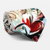 rood en wit floreel stropdas (Opgerold)