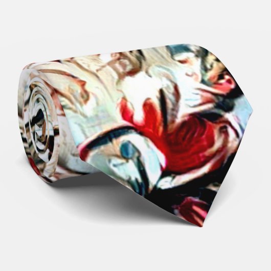 rood en wit floreel stropdas (Opgerold)