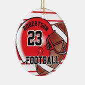 Rood en wit Football Keramisch Ornament (Rechts)