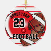 Rood en wit Football Keramisch Ornament (Voorkant)