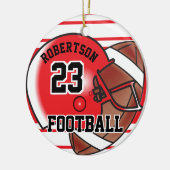 Rood en wit Football Keramisch Ornament (Links)