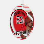 Rood en wit Football Metalen Ornament (Voorkant Rechts)