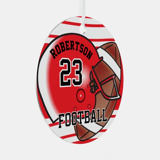 Rood en wit Football Metalen Ornament (Voorkant Rechts)