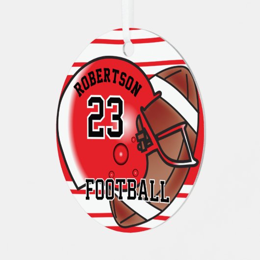 Rood en wit Football Metalen Ornament (Voorkant links)