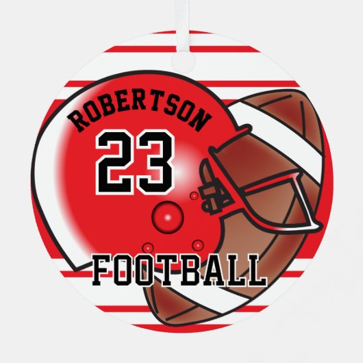 Rood en wit Football Metalen Ornament (Achterkant)