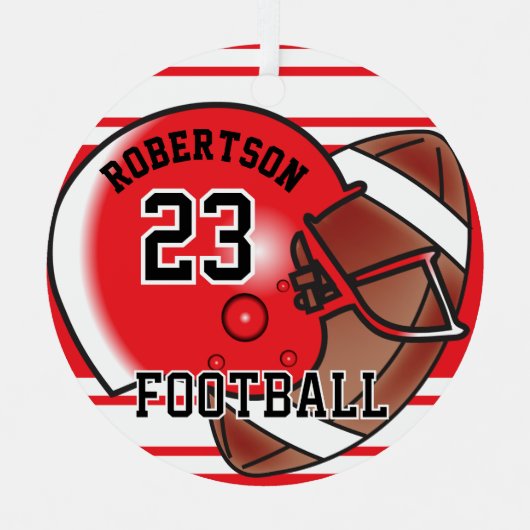 Rood en wit Football Metalen Ornament (Voorkant)