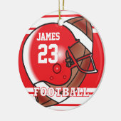 Rood en wit Football | Naam en nummer DIY Keramisch Ornament (Links)
