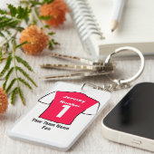 Rood en wit Football Shirt Kies naam en team Sleutelhanger (Voorkant Rechts)