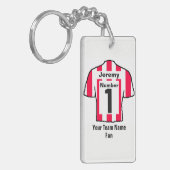 Rood en wit Football Shirt Kies naam en team Sleutelhanger (Voorkant Links)