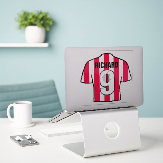 Rood en wit Football Shirt op een Sticker (Laptop op bureau)