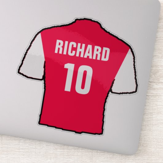 Rood en wit Football Shirt op een Sticker (Detail)