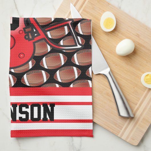 Rood en wit Football Theedoek (Quarter Fold)