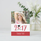 Rood en wit, Foto Afstuderen Dank u Aankondigingskaart (Staand voorkant)