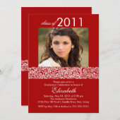 Rood en wit Foto Afstuderen Uitnodiging (Voorkant / Achterkant)