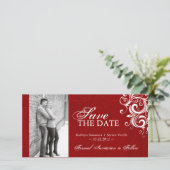 Rood en Wit Foto Save The Date Invitation (Staand voorkant)